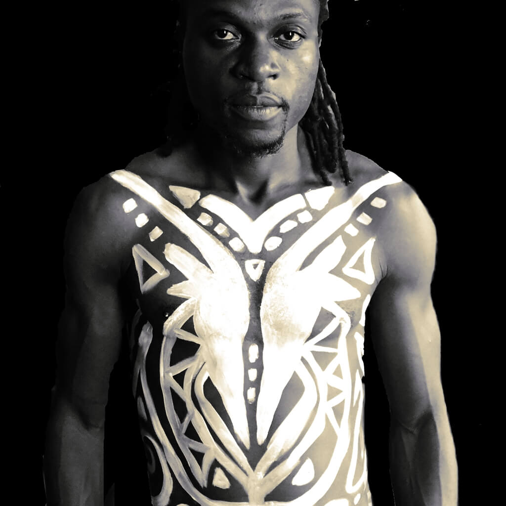 tribal body art on a male torso